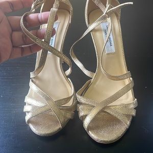 Gold strappy Saks Fifth Avenue heels